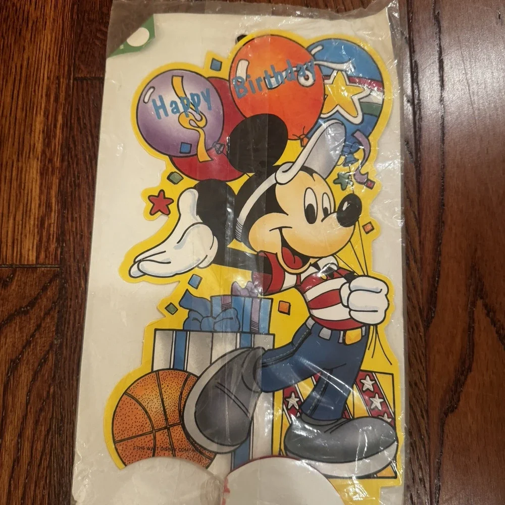 2 VTG NOS Mickey Mouse Honeycomb Tissue Centerpiece Happy Birthday Party Sealed